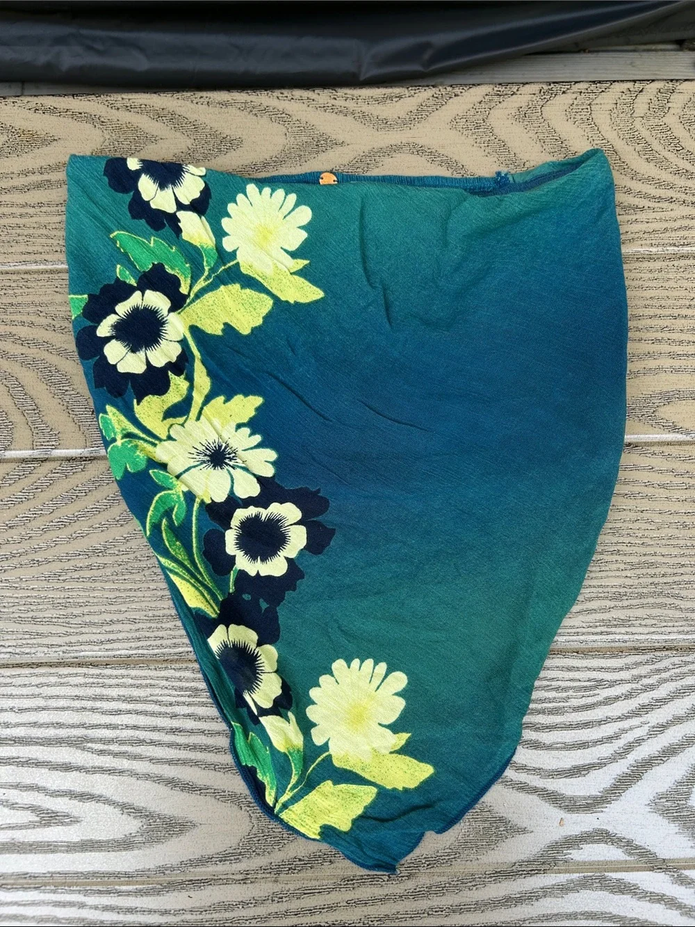 Free People Teal Floral Swim Sarong with Yellow Accents